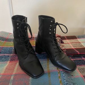 Miista Black lace up/zip heeled boots